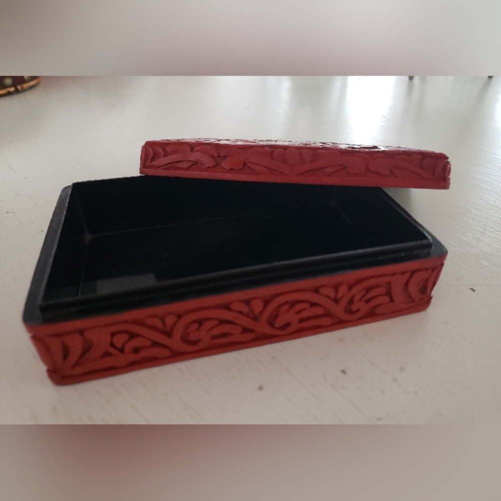 Vintage Cinnabar Box, Used, Red - Picture 5 of 8